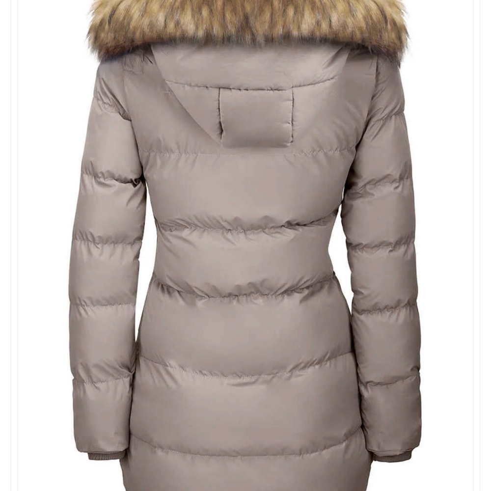 WENVEN Black Puffer Coat with Faux Fur Hood BNWT - Picture 2 of 2